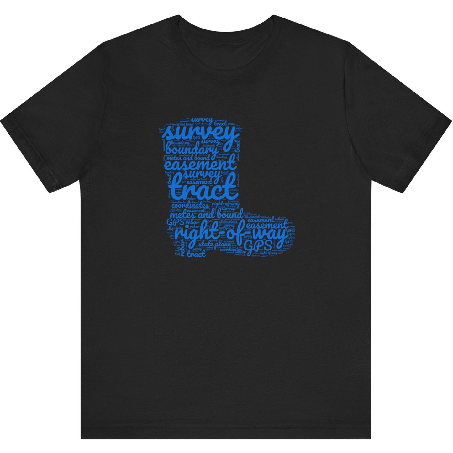 Survey Boot Text Cloud Surveyor T-Shirt | Land Surveyor Gifts
