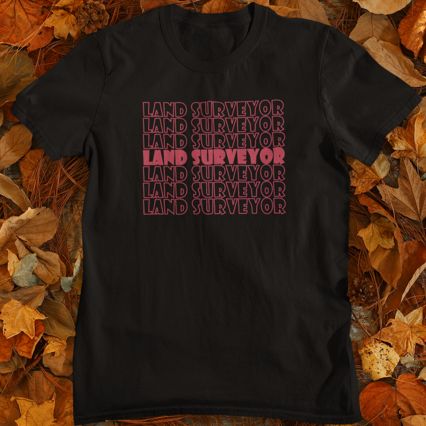 Retro Land Surveyor Repeat Logo Surveyor T-Shirt | Land Surveyor Gifts