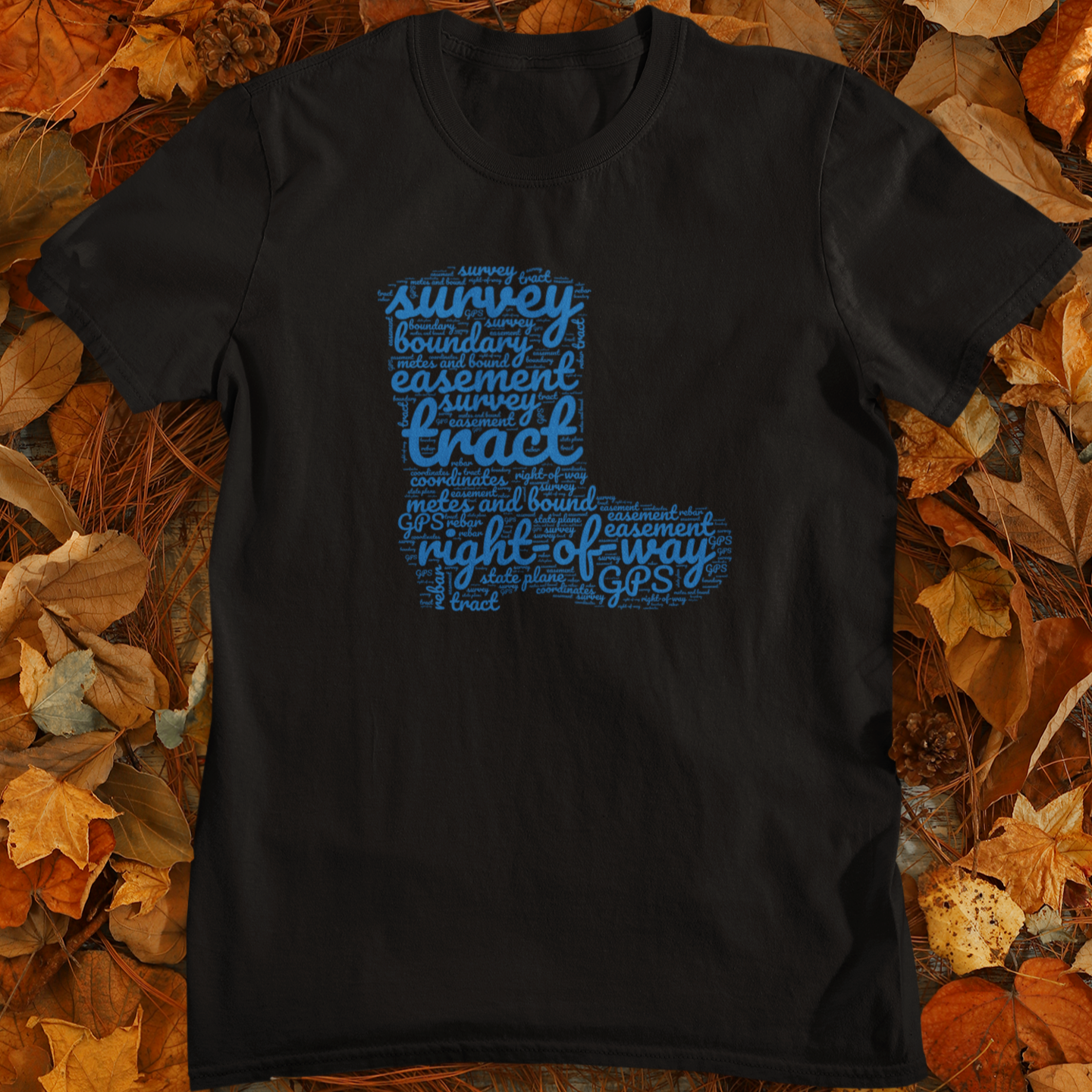 Survey Boot Text Cloud Surveyor T-Shirt | Land Surveyor Gifts