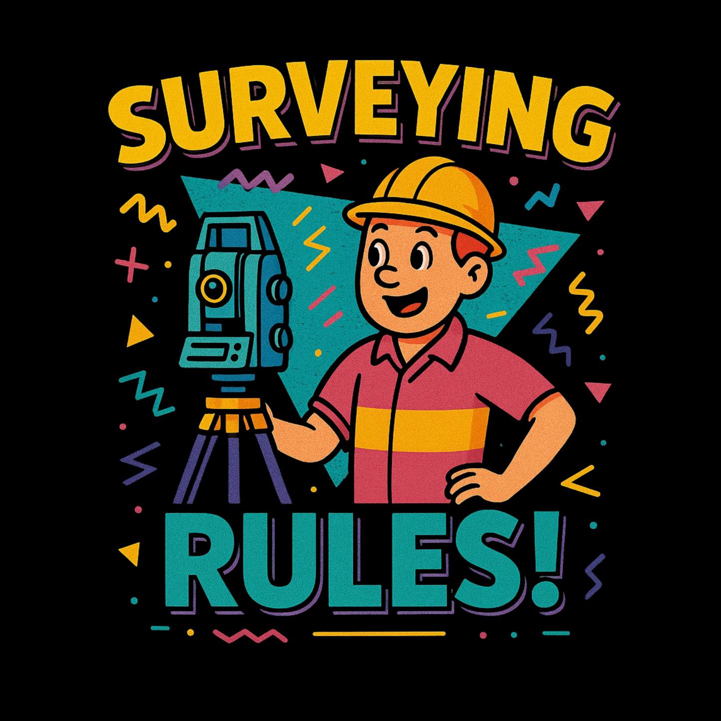 Retro “Surveying Rules!” Surveyor T-Shirt | Land Surveyor Gifts