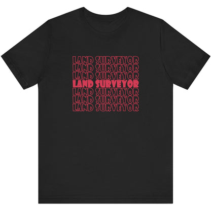 Retro Land Surveyor Repeat Logo Surveyor T-Shirt | Land Surveyor Gifts