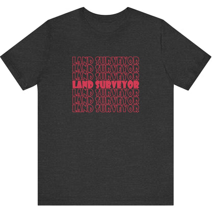 Retro Land Surveyor Repeat Logo Surveyor T-Shirt | Land Surveyor Gifts