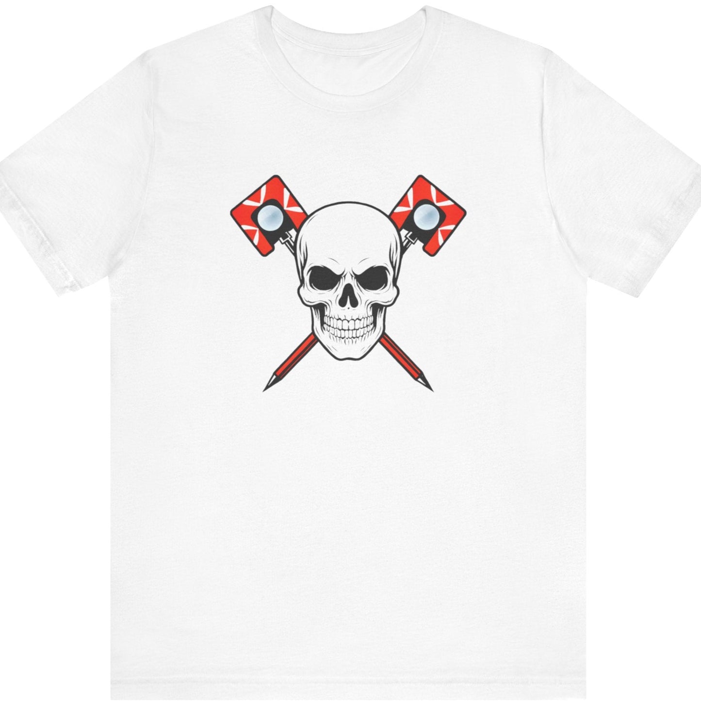 Skull & Crossed Prism Poles Surveyor T-Shirt | Land Surveyor Gifts