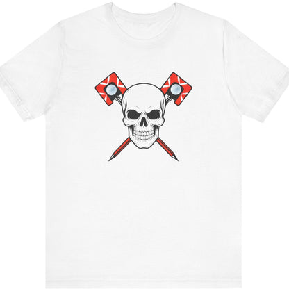 Skull & Crossed Prism Poles Surveyor T-Shirt | Land Surveyor Gifts