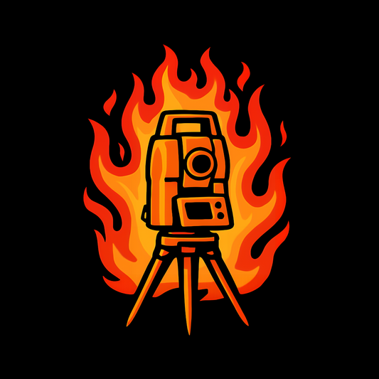 Fire Total Station Surveyor T-Shirt | Land Surveyor Gifts