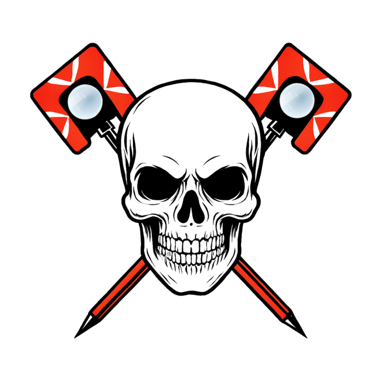 Skull & Crossed Prism Poles Surveyor T-Shirt | Land Surveyor Gifts