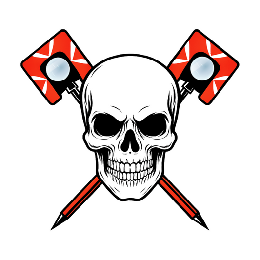 Skull & Crossed Prism Poles Surveyor T-Shirt | Land Surveyor Gifts