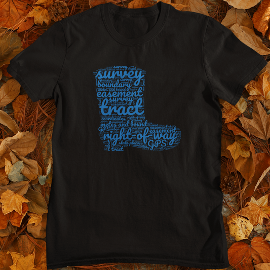 Survey Boot Text Cloud Surveyor T-Shirt | Land Surveyor Gifts